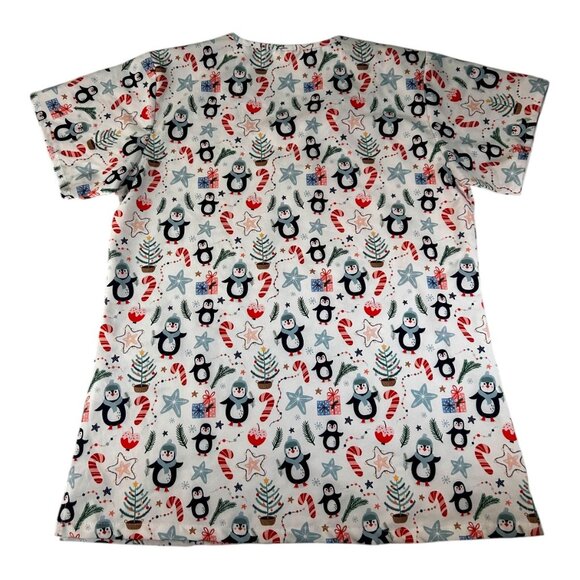 🐧🎄 REVEL Penguin Christmas Scrub Top • Size Medium 🎄🐧 - Picture 4 of 6
